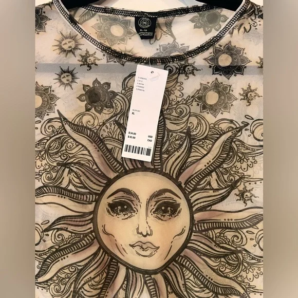 NWT Urban Outfitters “Celestial Sun” Sheer Top - Size XL - Picture 3 of 3